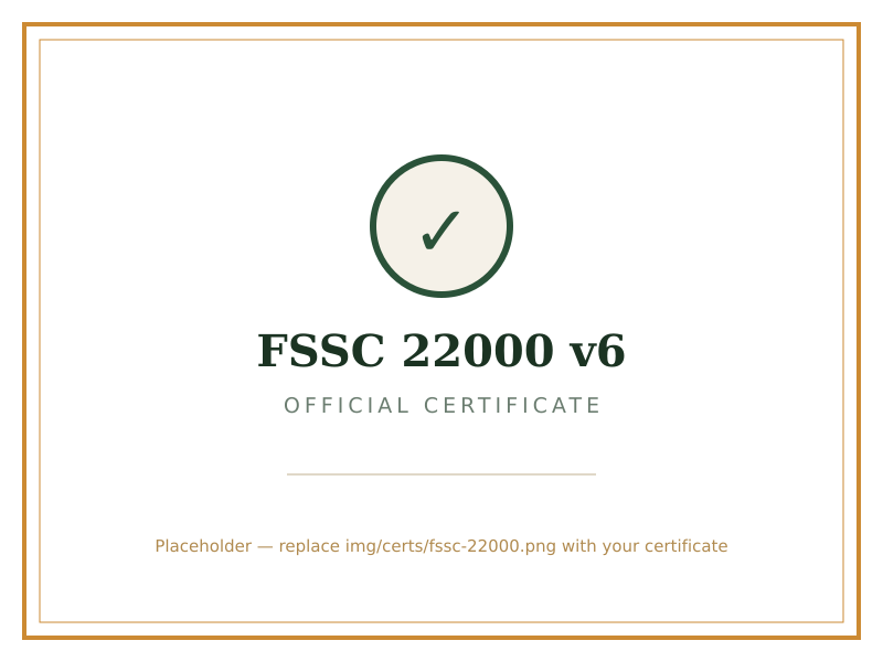 FSSC 22000 v6 certificate