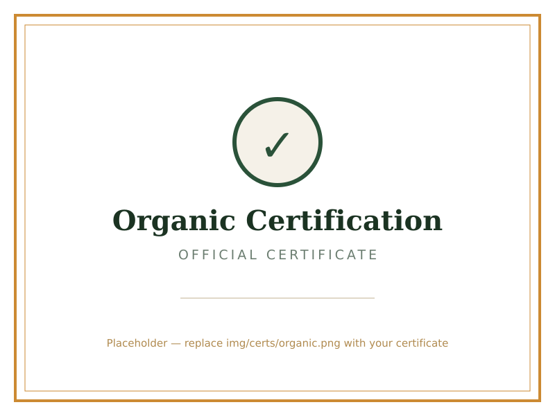 Organic Certification certificate